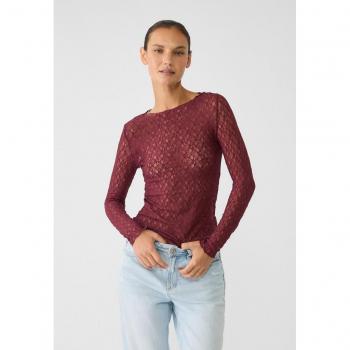 Burgundy Lace Long Sleeve Top M