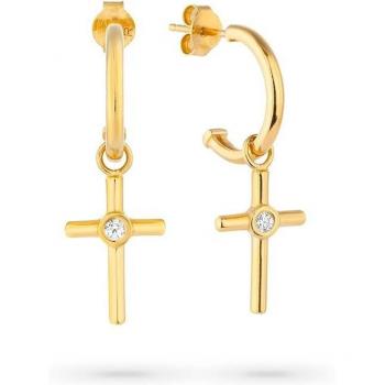 Pendientes de Radiant Cruces de Plata Dorado