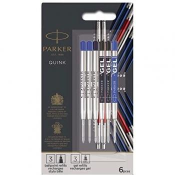 Parker Jotter London paquete de recambios Discovery: tres recambios Quinkflow para bolígrafos y tres recambios de tinta de gel Quink