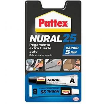 Pattex Nural 25 Pegamento extra fuerte auto, adhesivo resistente para la mayoría de materiales del automóvil, pegamento para coche rápido, 2 x 11 ml