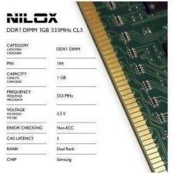 Nilox - Módulo de Memoria RAM DDR1 DIMM 1GB, 333 MHz, CL3, Color Verde
