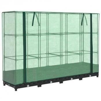 vidaXL Raised Bed with Greenhouse Cover Rattan Look 160x40x123 cm