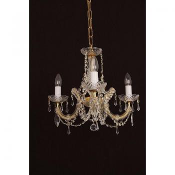 Araña sin pantallas Marie Gold 3 bombillas 36cm con diseño de 3 brazos, acabado en dorado, material de cristal, ideal para decoración elegante y moderna