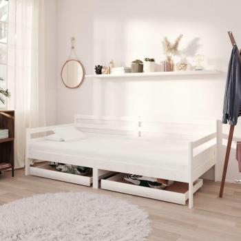 Sofá cama con cajones 90x200 cm blanco en pino sólido