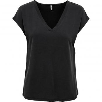 Camiseta Only Free Life S/S V-Neck Negro Mujer
