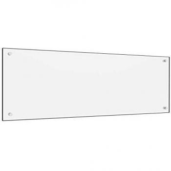 vidaXL Protector Salpicaduras Cocina Vidrio Templado Blanco 120x40cm Utensilio Herramientas Accesorios Protección Grasa al Cocinar Fiable Práctico