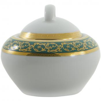 Bohemia Saphyr Greca Azucarero, Porcelana, Verde, 12x12x12 cm