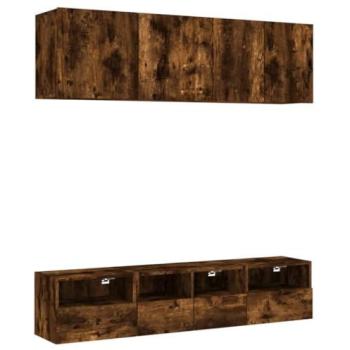 Mueble de TV multimedia 5 piezas roble ahumado para comedor, sala de estar y dormitorio