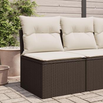 Silla de jardín sin apoyabrazos con cojines de Polyrattan Marrón