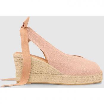 Alpargatas de cuña de mujer en lino color rosa Lodi