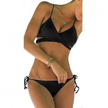 dodoing de la mujer Push Up Bikini acolchado sujetador traje de baño, Black3, L