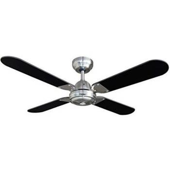 Ventilador de Techo Bestron 101 cm con Mando a Distancia, 4 Palas, 50W, Plata/Negro, Modos Verano e Invierno