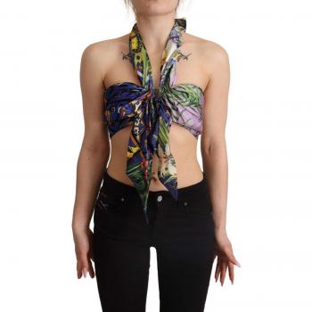 Dolce & Gabbana Multicolor Foulard Silk Halter Cropped Top - IT40|S, Sleeveless Tops, female, Multicolor, Size: XS