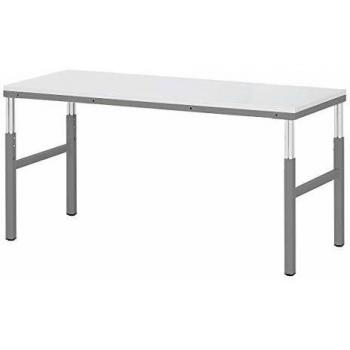 Mesa de trabajo ESD ajustable en altura, 1500x500 mm, melamina de 28 mm, capacidad hasta 450 kg, color gris claro