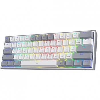 Redragon K617 Fizz 60% Wired Mechanical Gaming Keyboard with 61 Keys, Linear Red Switches, RGB Lighting, Hot-Swap Support