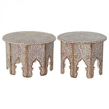 Juego de 2 mesas DKD Home Decor Natural 75 x 75 x 45 cm y 70 x 70 x 46 cm