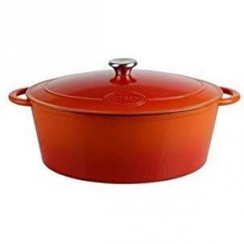 Sitram - Olla de acero esmaltado, acero, naranja y blanco, 9 L