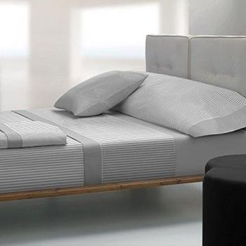 Tolrà T4107 - Juego de sábanas, 3 piezas, 50% algodón, 50% poliéster, para cama de 150/160 cm, color gris