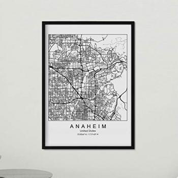 Póster Mapa de Anaheim - Lámina A4 de Estados Unidos con Imágenes de Mapas y Carreteras de Principales Ciudades