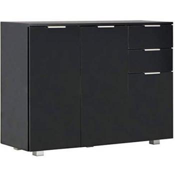 vidaXL Aparador 107x35x76 cm Hogar Casa Muebles Mobiliario Elegante Decoración Interior Diseño Estilo Almacenaje Negro Brillante