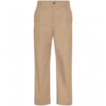 Valentino Men's Beige Cotton Chinos with Pleat Detailing, Size 46