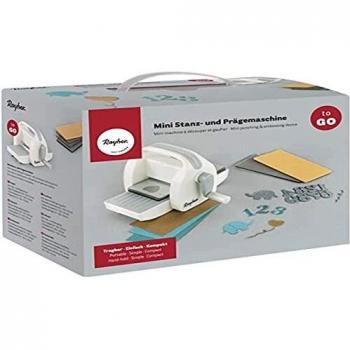 Rayher 60999000 Mini troqueladora TO GO, ligera, compacta y manejable, Para corte y relieve, adecuada para llevar de vacaciones