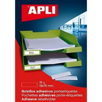 APLI 2615 - Bolsillos adhesivos para etiquetas 19 x 75 mm 16 u.