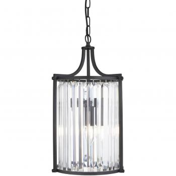 Lámpara colgante Victoria de vidrio y acero dulce en negro mate, con capacidad para 2 bombillas E14, diámetro de 47 cm