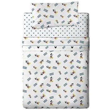 Disney Mickey 90's Blue Juego Sábanas de 3 Piezas para Cama 90, Cotton, Multicolor