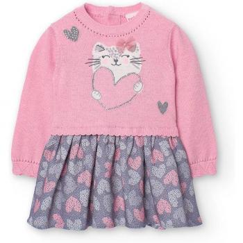 Boboli - Vestido de bebé niña combinado con dibujo frontal y falda estampada