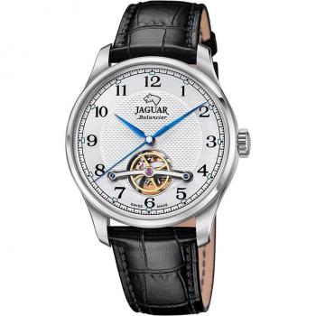 Reloj Automático Jaguar J966/1 para Hombre, Colección Automatic, Caja de Acero Inoxidable 316L Plateado, Esfera Gris Plata, Correa de Piel Negra