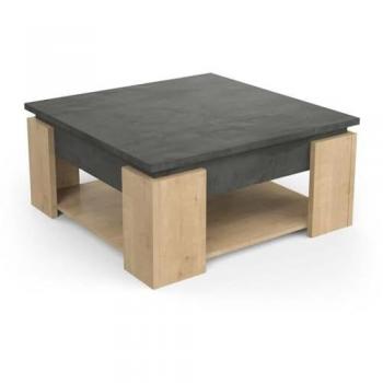 Mesa auxiliar Demeyere AUSTIN 80 x 80 x 37,2 cm - Madera de ingeniería en acabado roble Hamilton y Sidewalk