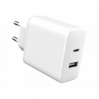 Cargador USB-C eSTUFF INFINITE - 35W, 3A, Carga Rápida Apple PD 3.0 y Quick Charge 3.0 - 100% Reciclado - Blanco