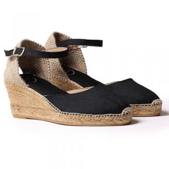 Alpargatas de Cuña para Mujer Toni Pons CALDES en Textil Negro con Hebilla