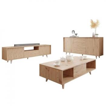 Conjunto de salón Comfivo L100, Aglomerado laminado y MDF, con mesa de TV y partes separadas