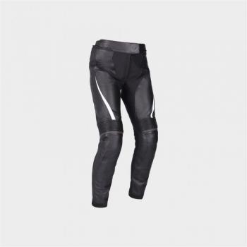 Richa Pantalones de Moto para Mujer Laura Negro-Blanco, pantalones de cuero perforados para motocicleta, color negro y blanco, talla 34