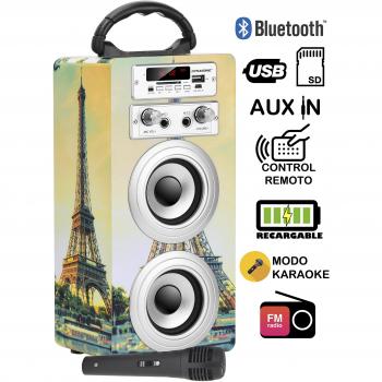DYNASONIC - Altavoz Bluetooth Portatil con Modo Karaoke, Radio FM y Lector USB SD