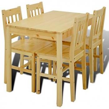 Wooden Dining Table with 4 Chairs Natural vidaXL