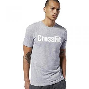 Reebok RC Fef tee-Speedwick Hombre, Medium Grey Heather/White, S