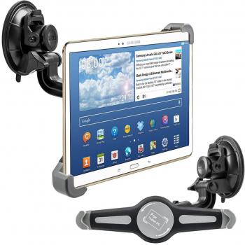 kwmobile Soporte de Coche para Tablet de 10 - Base Universal con Ventosa - Enganche en Negro