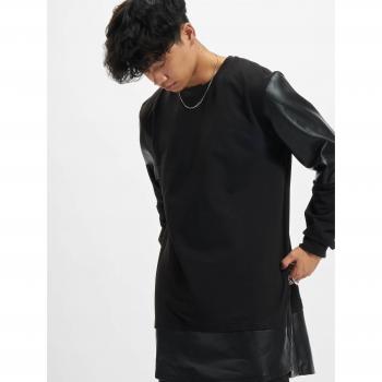 Urban Classics Long Zipped Synthetic Leather Sweatshirt for Men