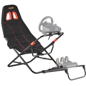 VEVOR Foldable & Adjustable Racing Wheel Stand Cockpit, 24.4 in Width, Compatible with Logitech G923/G920/G29, Thrustmaster T248P, Fanatec, Hori, Mad Catz, Black