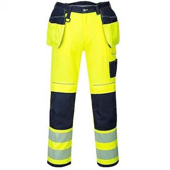 Pantalones de Trabajo Portwest PW3 Hi Vis con Bolsillos Holster Amarillo/Navy 46 31