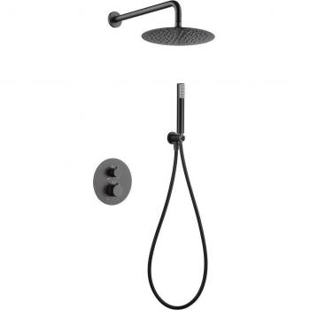 IMEX GTD038/BGM LINE Conjunto De Ducha Empotrado Termostático Black Gun Metal