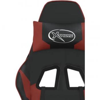 Silla gaming vidaXL con reposapiés de cuero sintético en color negro, rojo y tinto