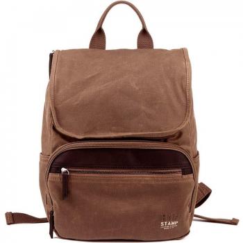 STEPPING STRONG STAMP - Mochila de hombre en lona encerada de color taupe