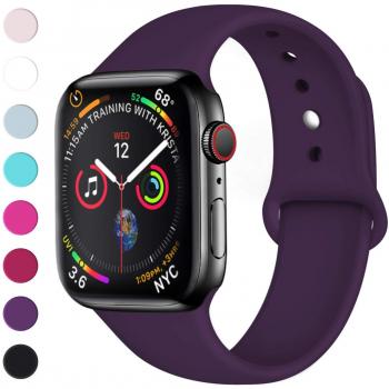 Lerobo Sport Correa para Apple Watch Correa 38mm 42mm 40mm 44mm, Pulsera de Repuesto de Silicona Suave Correa para Apple Watch Series 4, Series 3, Series 2, Series 1, 38mm/40mm S/M Prugna