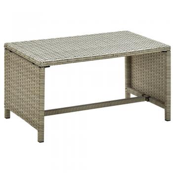 Mesa de centro de ratán sintético beige 70x40x38 cm