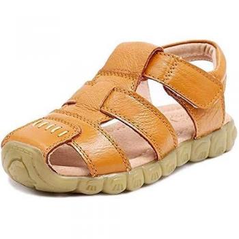 Gaatpot Unisex Niños Sandalias con Punta Cerrada Niña Niño Zapatos Sandalias de vestir en Cuero Zapatillas Verano Amarillo 34.5 EU/36 CN
