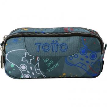 Estuche escolar eco-friendly dos compartimentos gris Sticks